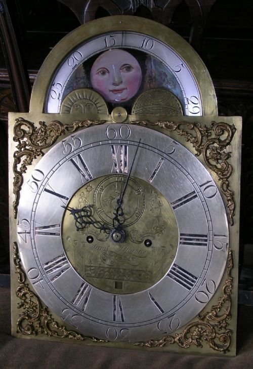 18th Cent Brass “Masonic” Moon Dial Longcase Clock Movement